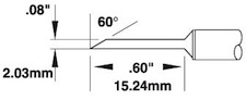 600 Series Cartridge, Long Hoof Drag Tip 60º 2.03mm for MX-500, SMTC-0169Metcal